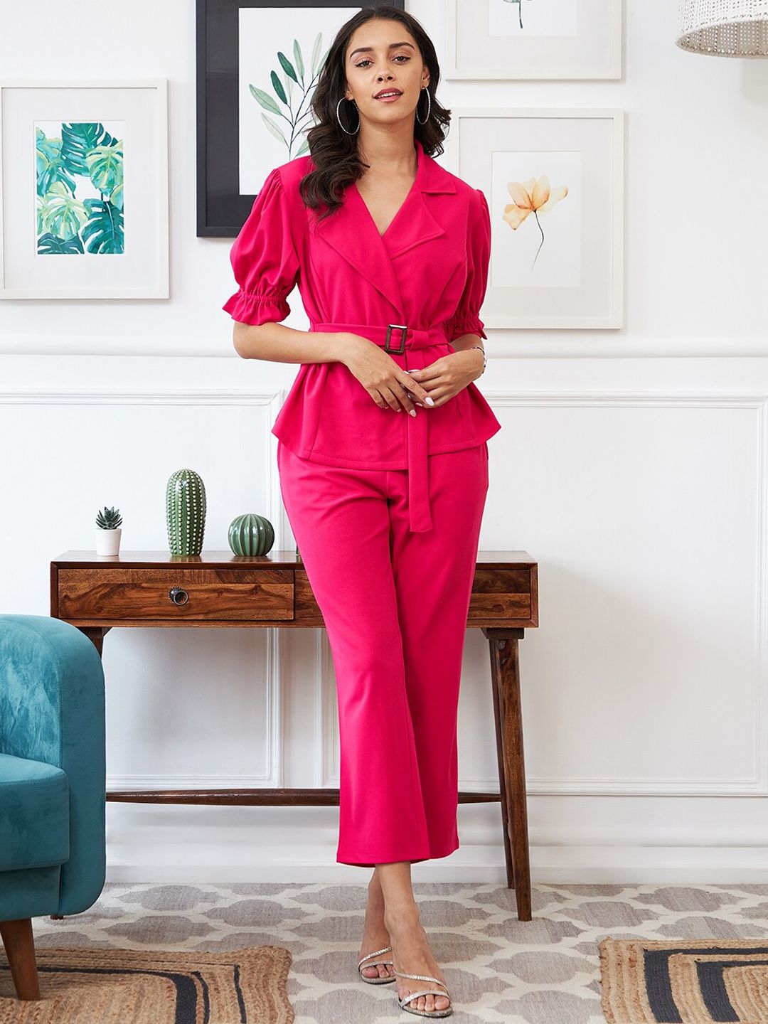 Athena Women Fuchsia Solid Co-Ord Set