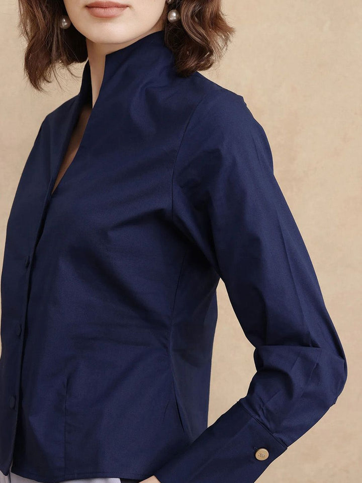 RAREISM Women Cotton Shirt Style Crop Top