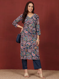 Varanga Women Paisley Printed Sequinned Indie Florals Kurta