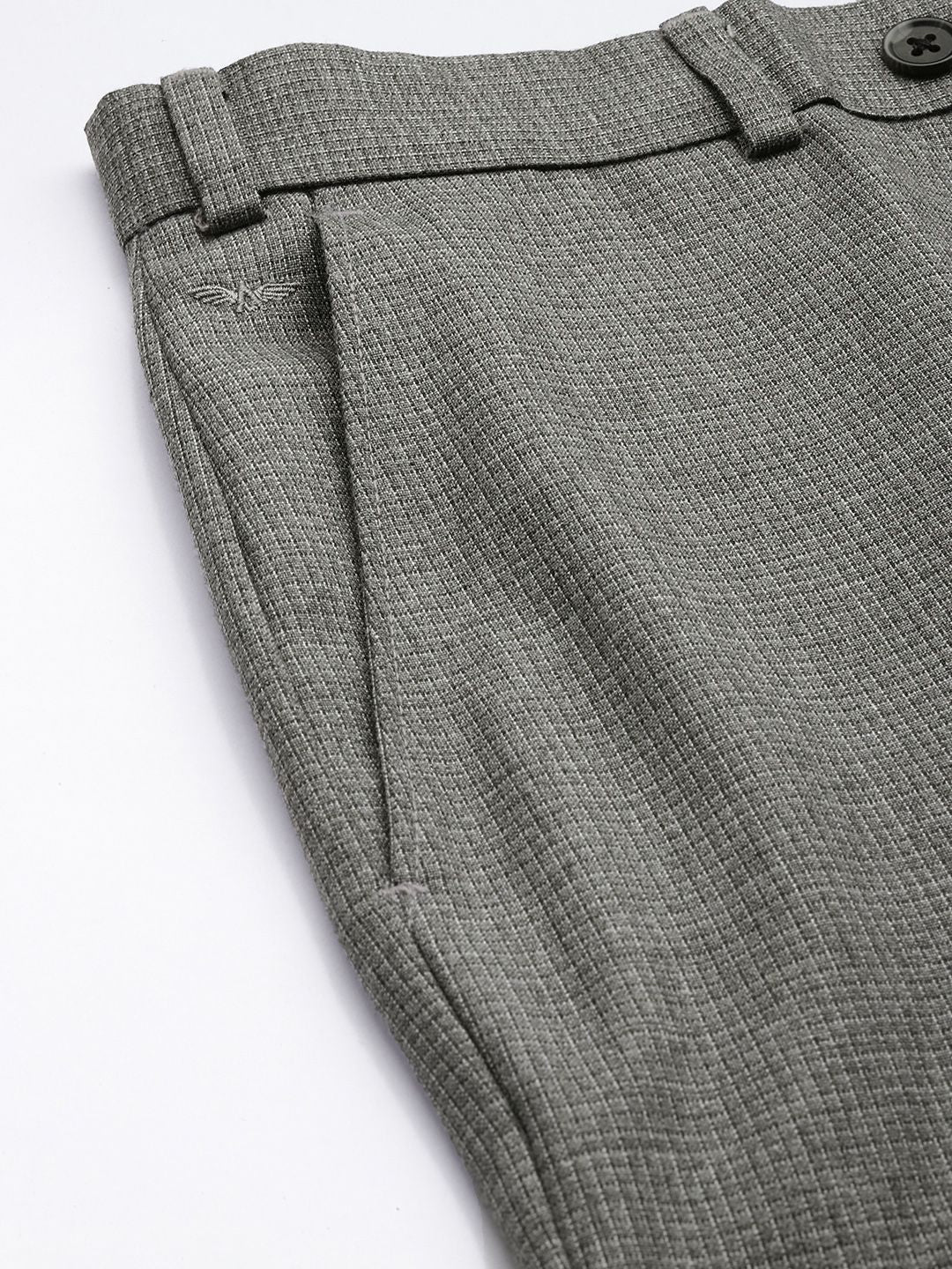 Park Avenue Men Textured Checked Formal Trousers