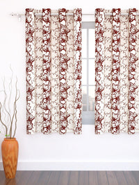 Story@home Maroon & Cream-Coloured Floral Window Curtain