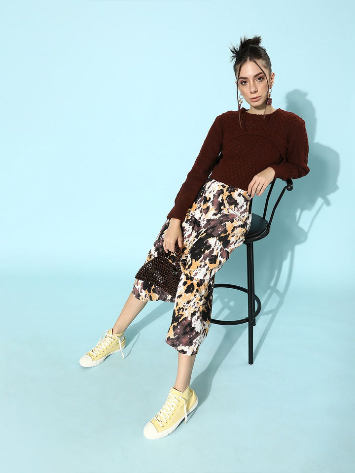 STREET 9 Women Burgundy Acrylic Crop Pullover
