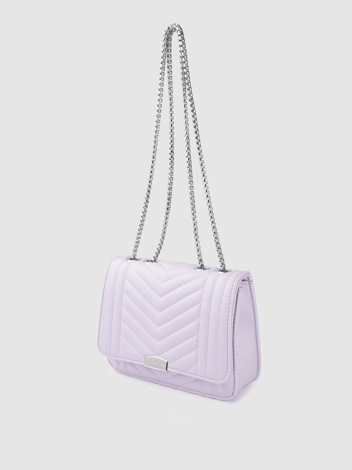 Lino Perros Women Lavender Quilted Structured Shoulder Bag