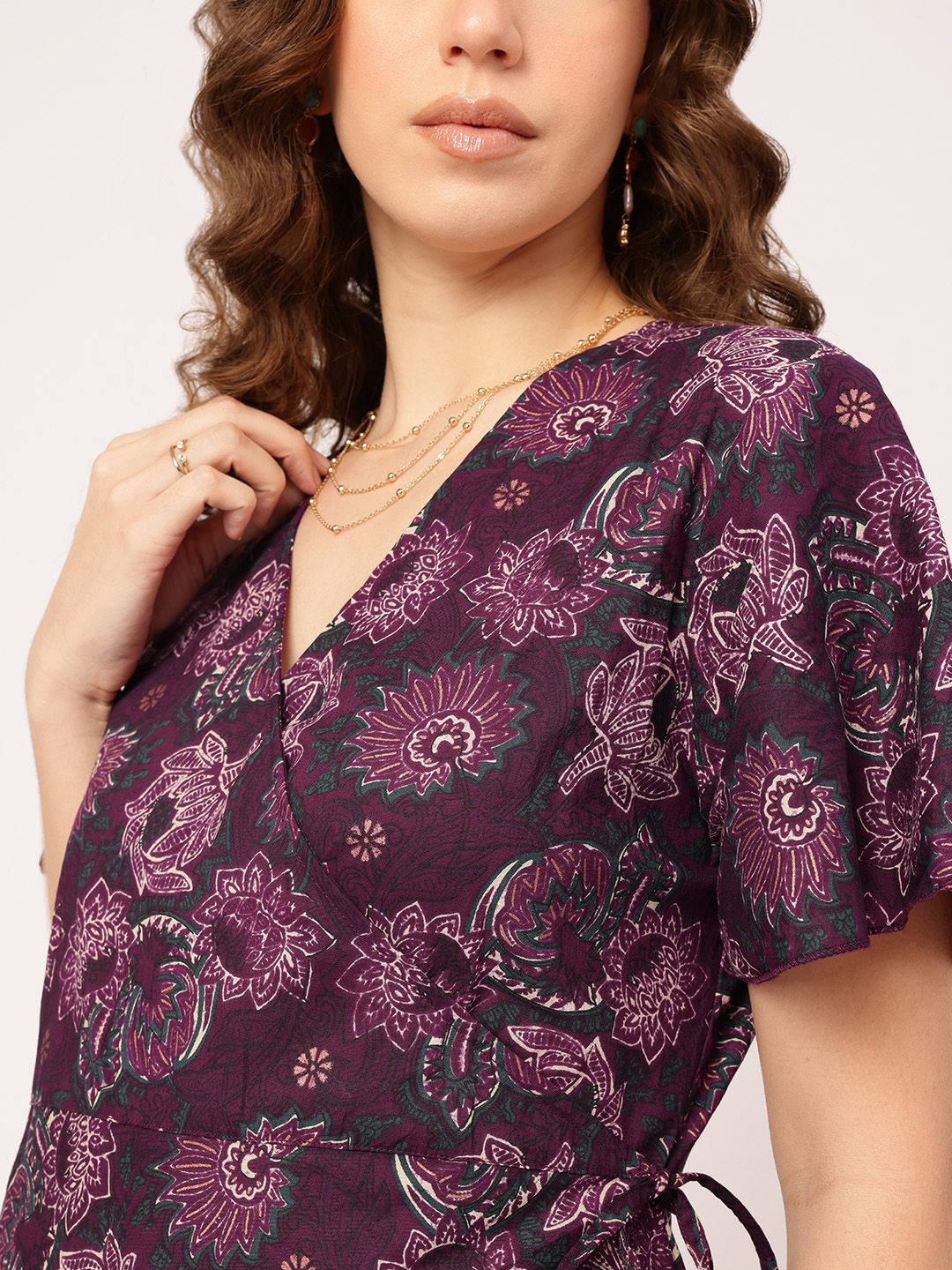 DressBerry Bohemian Bloom Ethnic Print Mini Wrap Dress