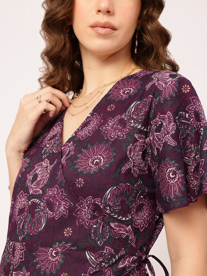 DressBerry Bohemian Bloom Ethnic Print Mini Wrap Dress