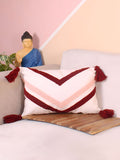 STITCHNEST Maroon & White Embroidered Rectangle Cushion Cover
