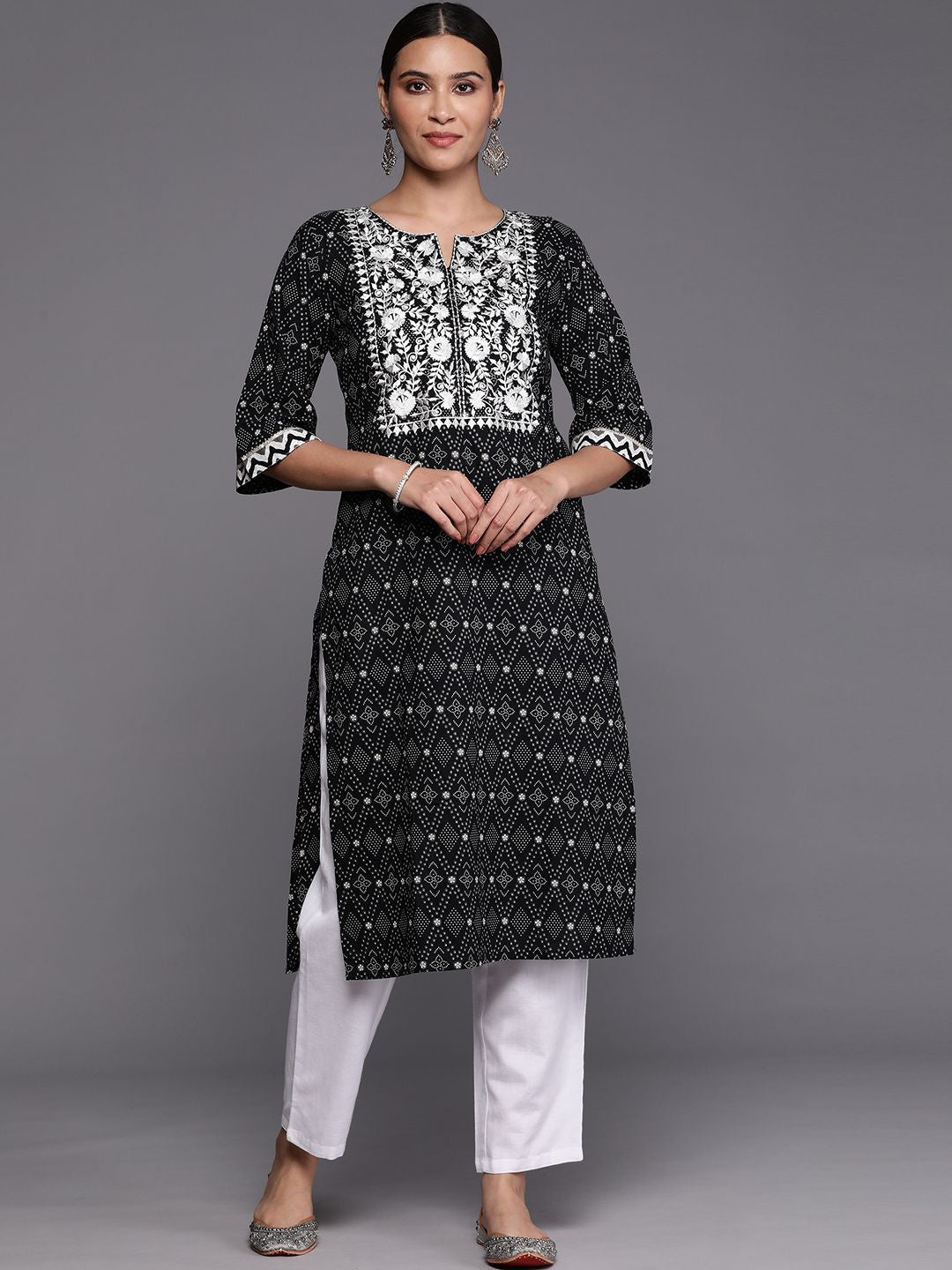 Libas Bandhani Yoke Design Thread Work Kurta