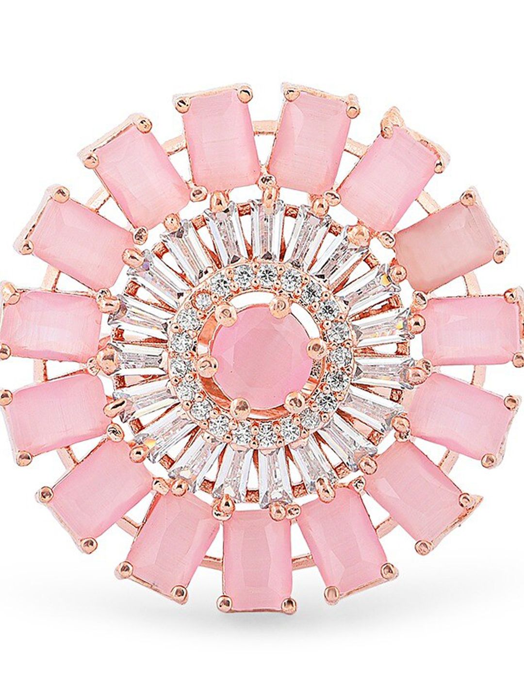 Zaveri Pearls Rose Gold-Plated CZ-Studded Adjustable Finger Ring
