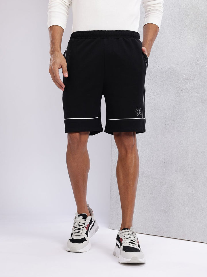 HRX by Hrithik Roshan Men Mid-Rise Lifestyle Shorts with Contrast Piping