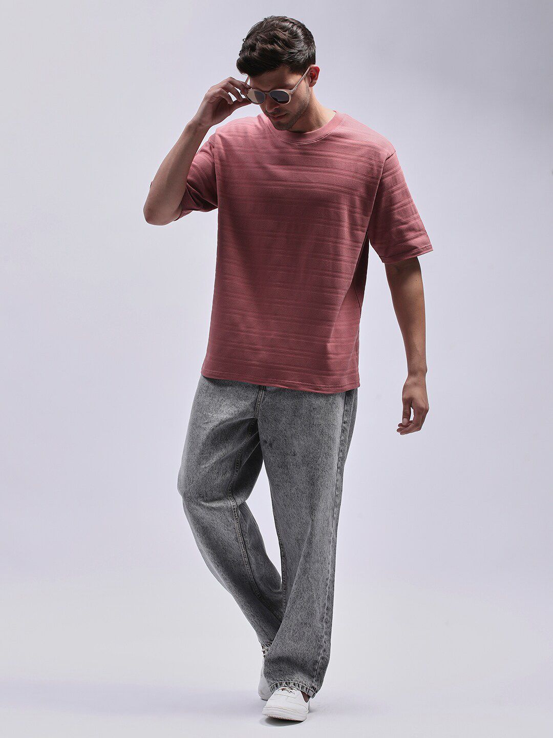 DILLINGER Men Round Neck Solid Oversized Pure Cotton T-shirt
