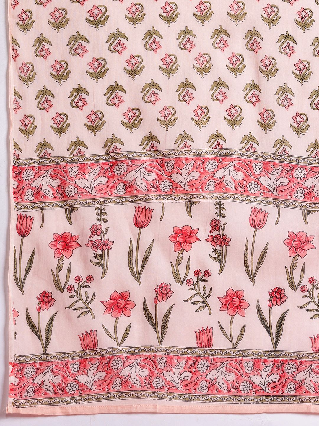 Anouk Floral Printed Pure Cotton Kurta with Trousers & With Dupatta