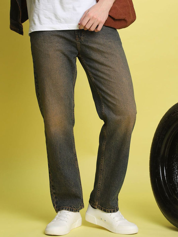Bene Kleed Men Cotton Straight Fit Tinted Jeans