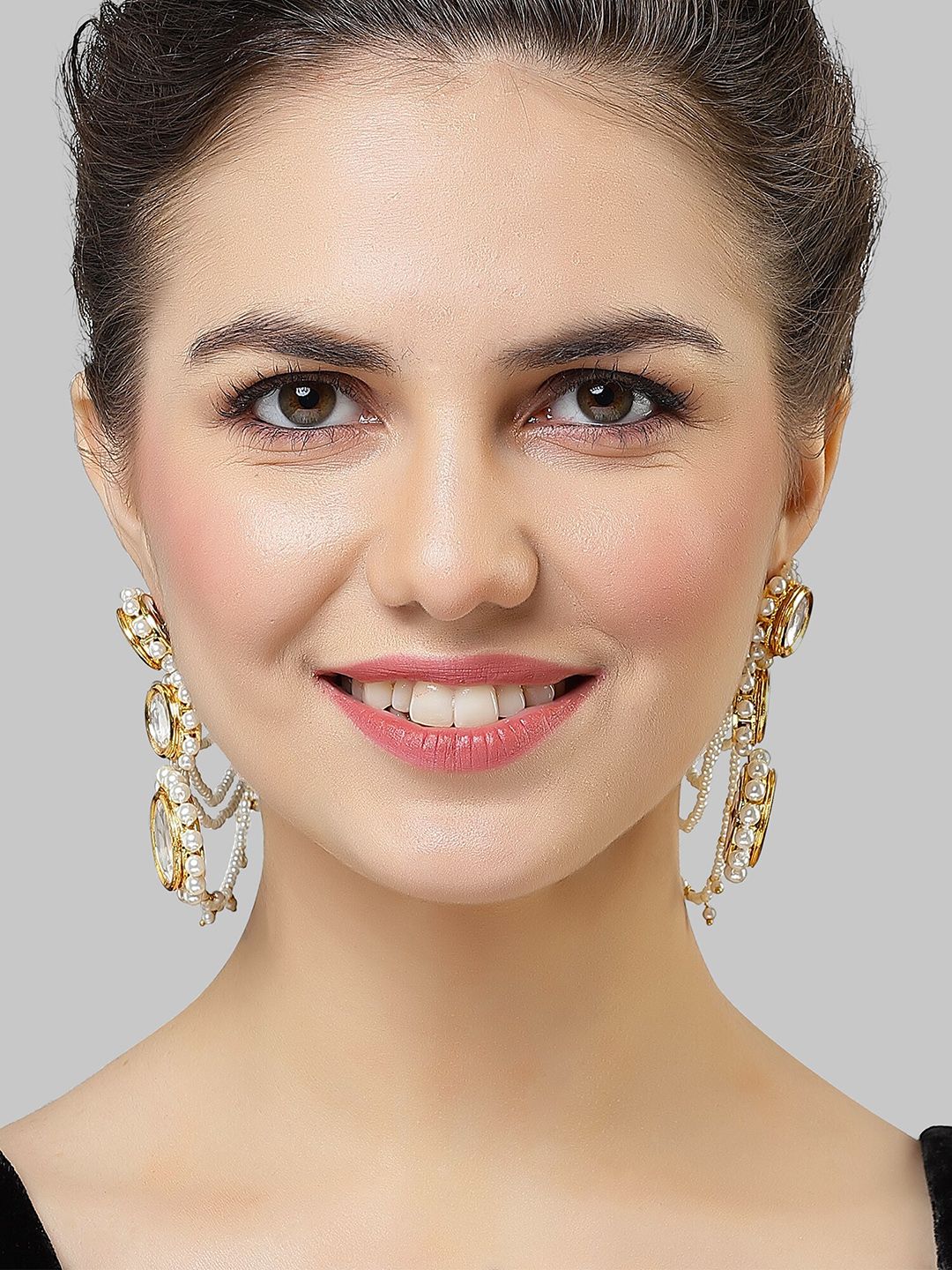 Anting-anting drop kontemporari berlapis emas Karatcart