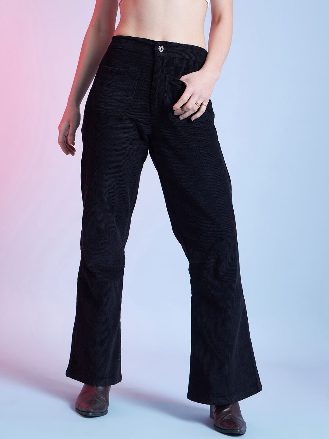 STREET 9 Women Relaxed Pure Cotton Flared Trousers
