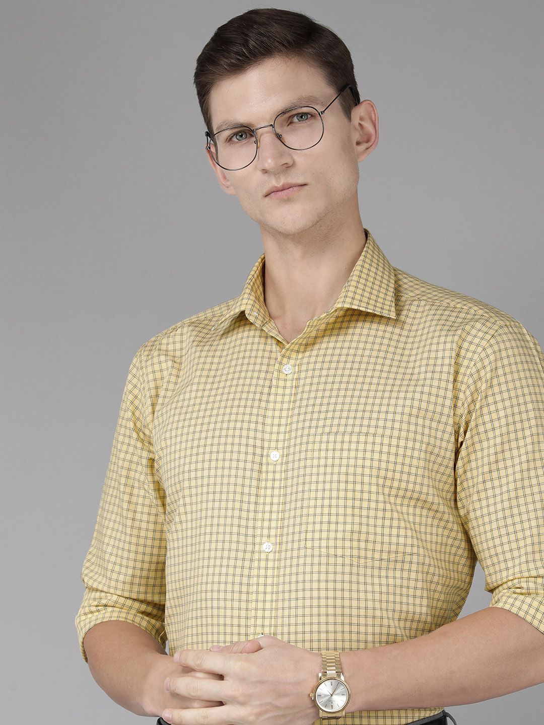 Park Avenue Pure Cotton Slim Fit Checked Formal Shirt