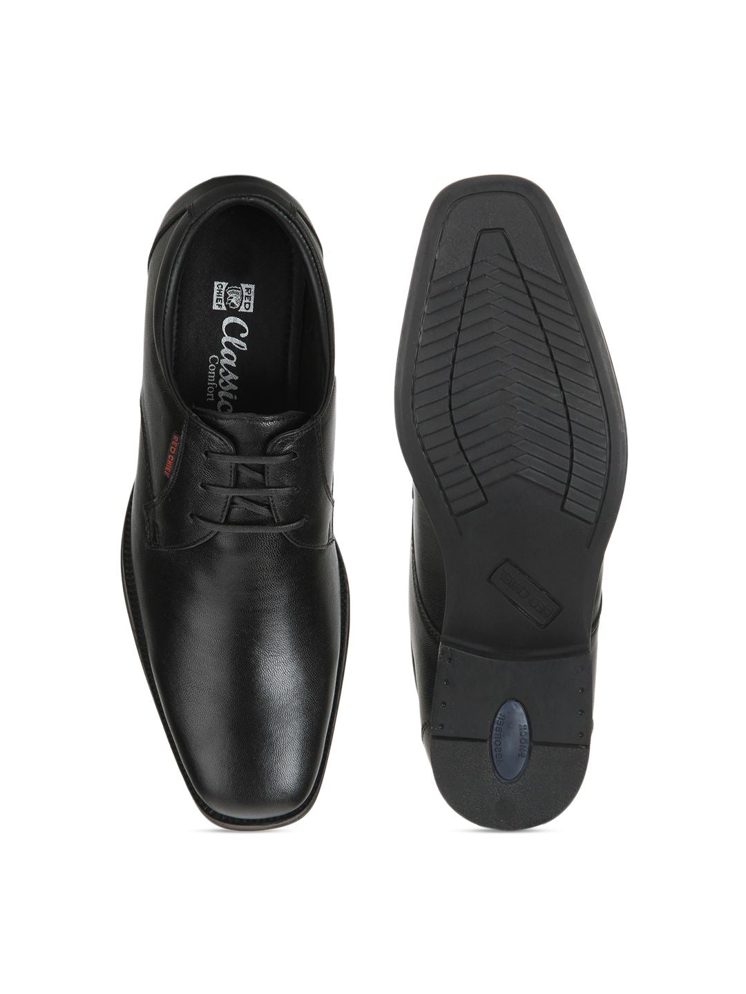 Red Chief Men Black Solid Leather Formal Derbys