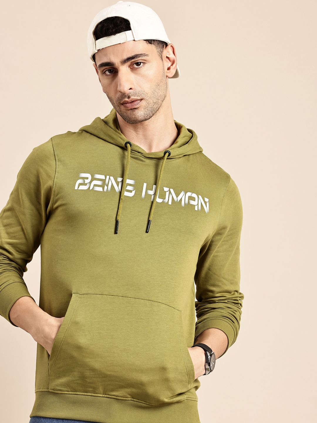 Being Human Pure Cotton Brand Logo Printed Hooded Sweatshirt