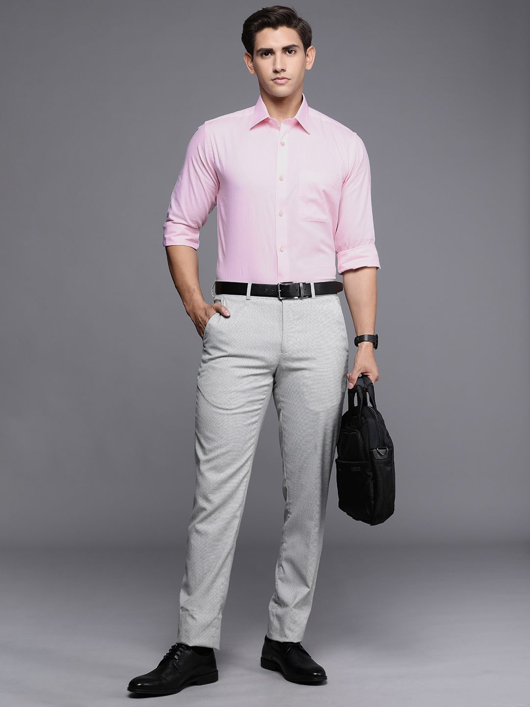 Raymond Self Design Pure Cotton Slim Fit Opaque Formal Shirt