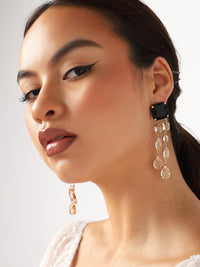 SOHI Gold-Plated Contemporary Drop Earrings