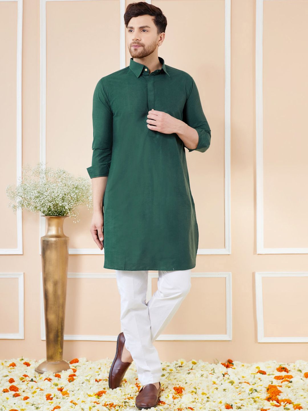 See Designs Shirt Collar Cotton Pathani Kurta