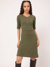DressBerry Soft Grunge Ribbed Fit & Flare Dress
