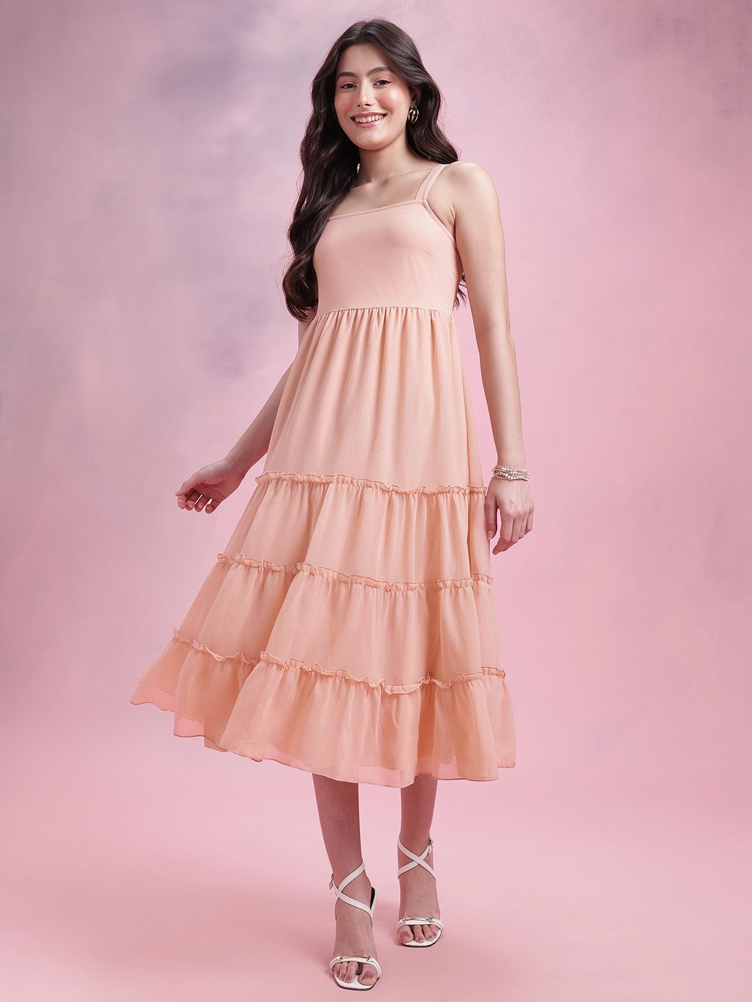 DressBerry Ruffled Fit & Flare Midi Dress