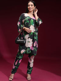 Vishudh Women Printed V-Neck Kurta Slim Pants Co-Ord Set