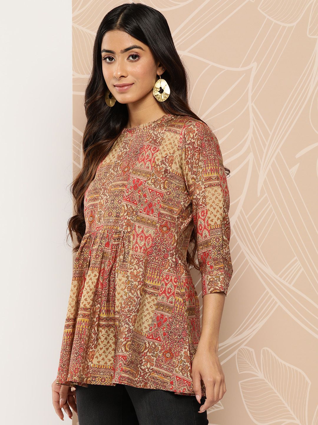 Libas Ethnic Motifs Printed Pleated Kurti