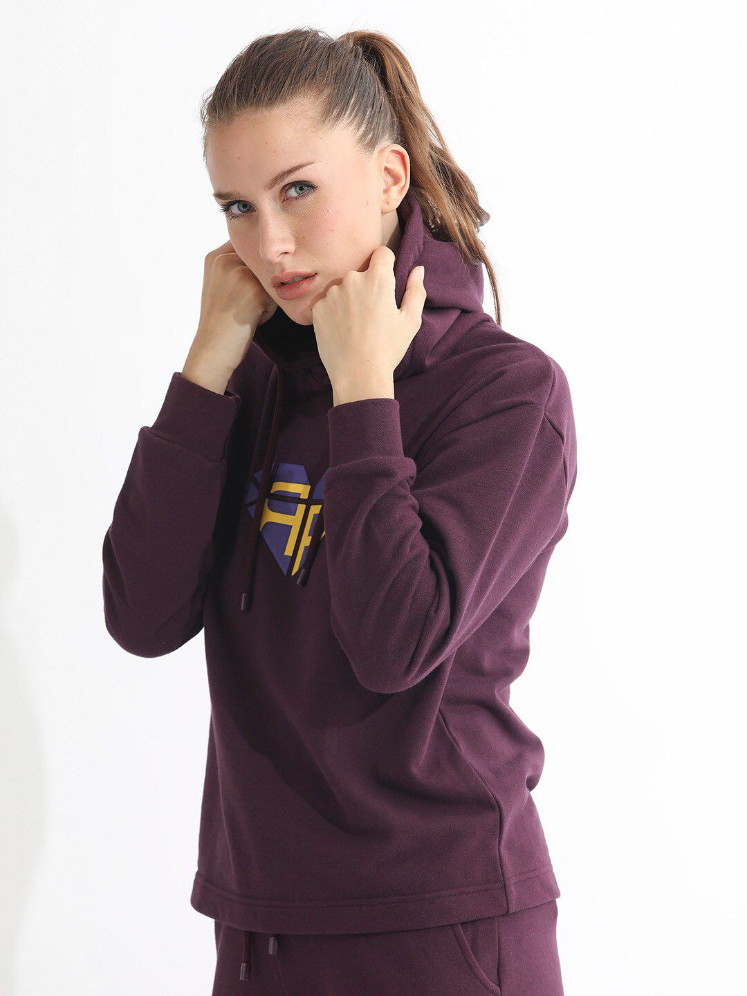 RAREISM Graphic Printed Hooded Cotton Sweatshirt