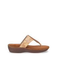 Mochi Women Gold-Toned Solid Open Toe Flats