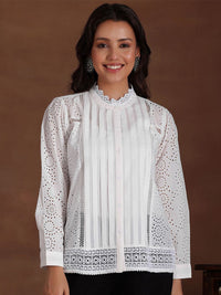 Libas Geometric Schiffli Top
