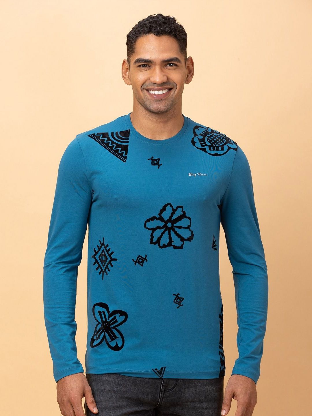 Being Human Men Printed Applique T-shirt