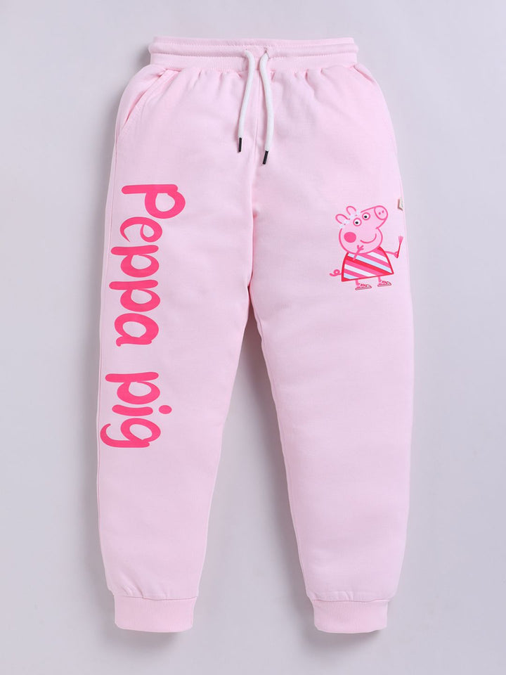 Happy Faces Girls Peppa Babi Bercetak Joggers Kapas Tulen