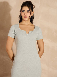 SASSAFRAS Women Solid Bodycon Cotton Midi Dress