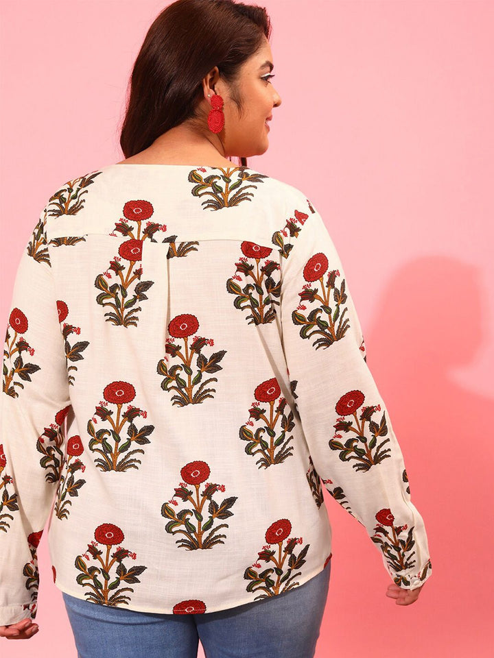 CURVY STREET Plus Size Floral Print Top