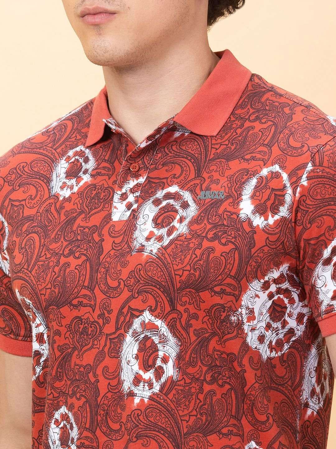 Being Human Men Printed Polo Collar Ethnic Applique T-shirt