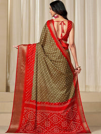 Kalini Wanita Dola Silk Bandhani Print Zari Sempadan Saree