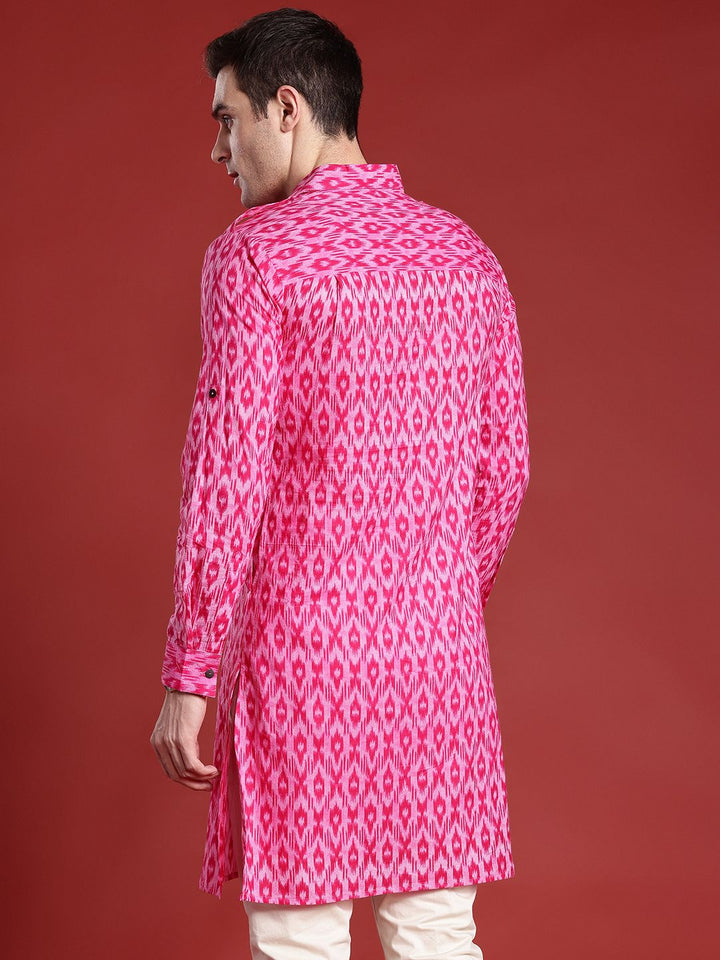 Anouk Pure Cotton Ikat Print Pathani Kurta
