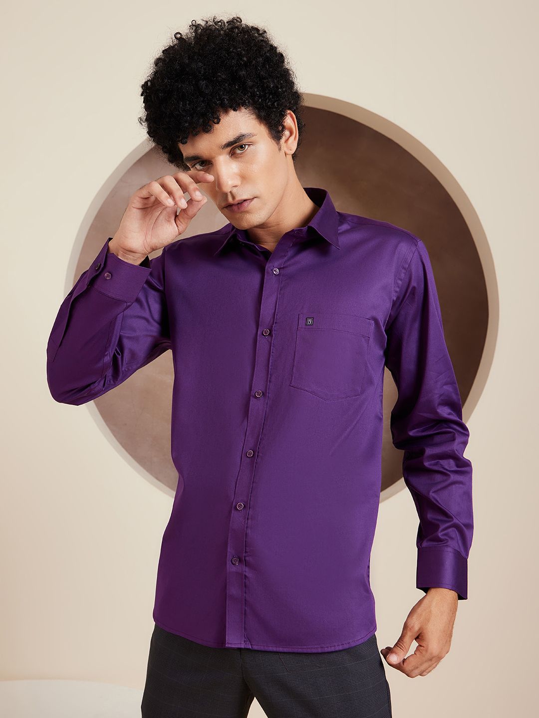 DENNISON Brand Logo Cotton Satin Shirt