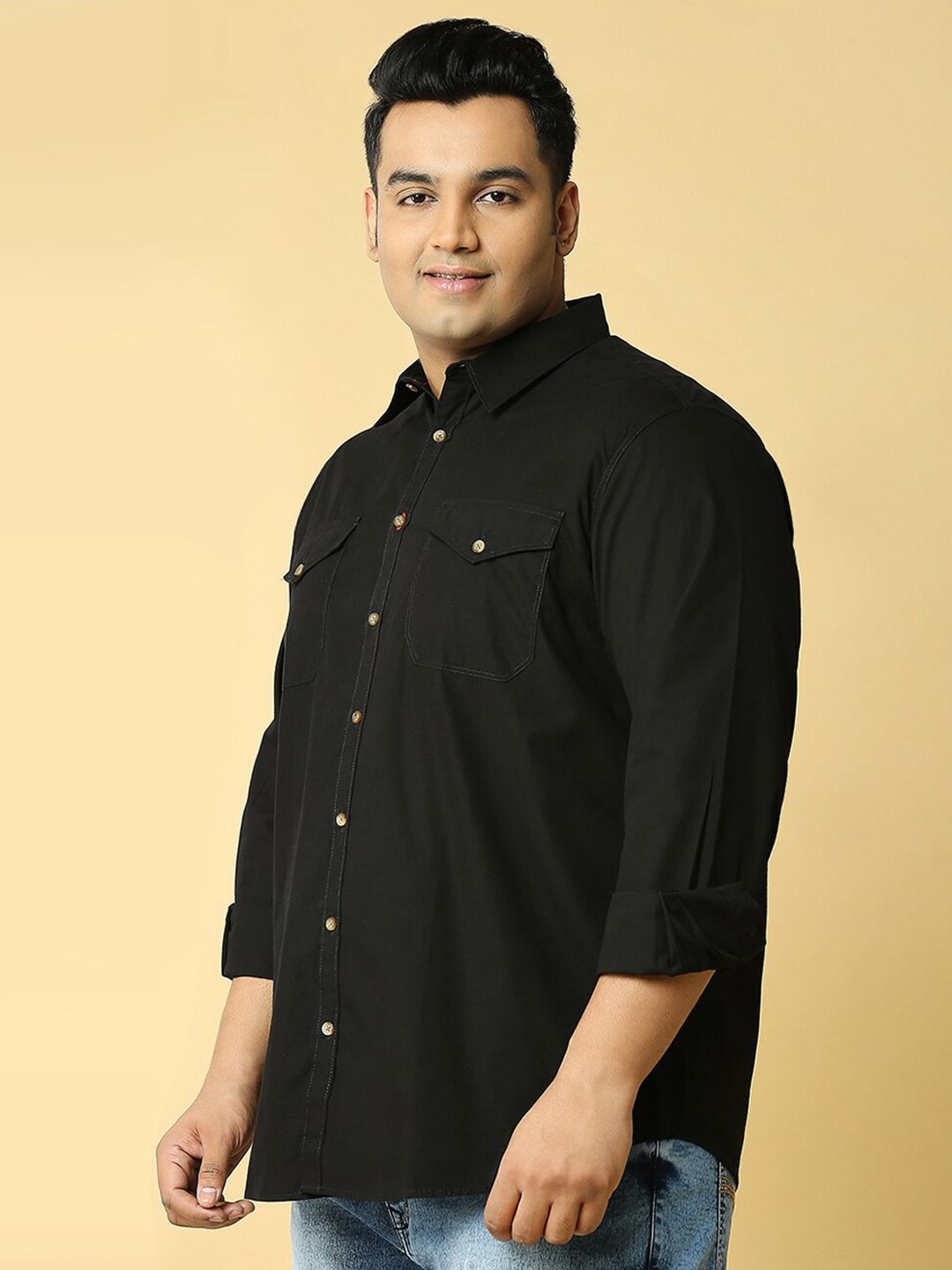 Thomas Scott Plus Size Cotton Premium Slim Fit Opaque Casual Shirt