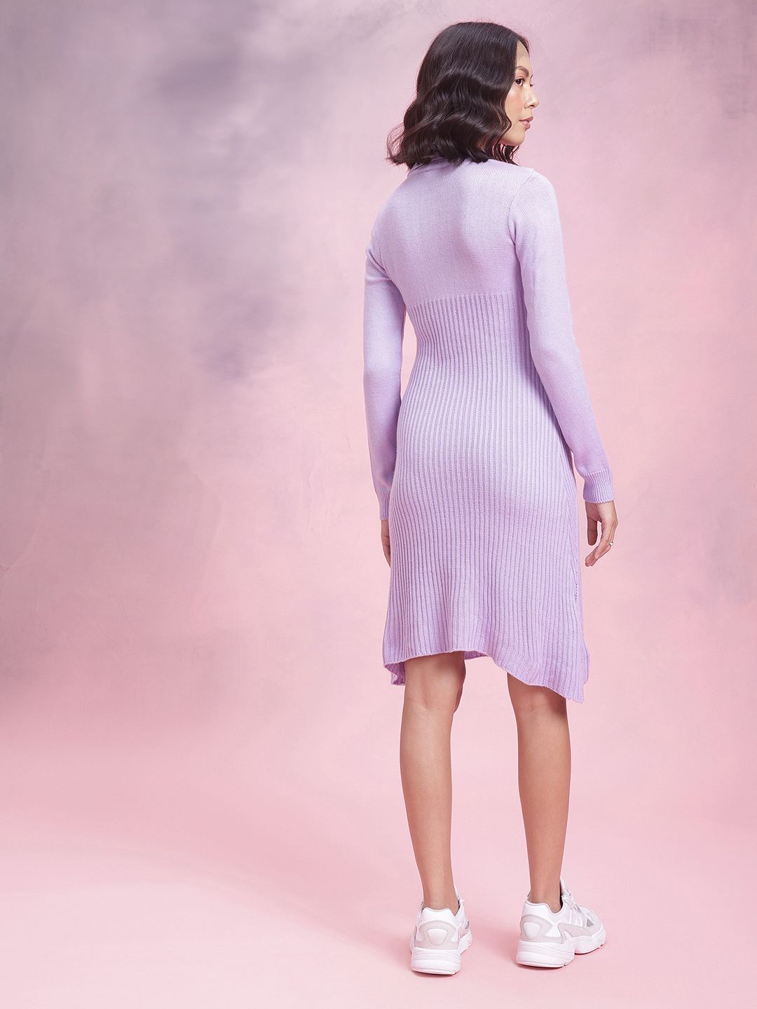 Pakaian Musim Sejuk Akrilik A-line Dressberry Half Zipper