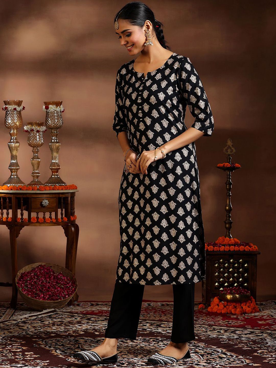 Libas Ethnic Motifs Printed Straight Kurta With Trouser & Dupatta