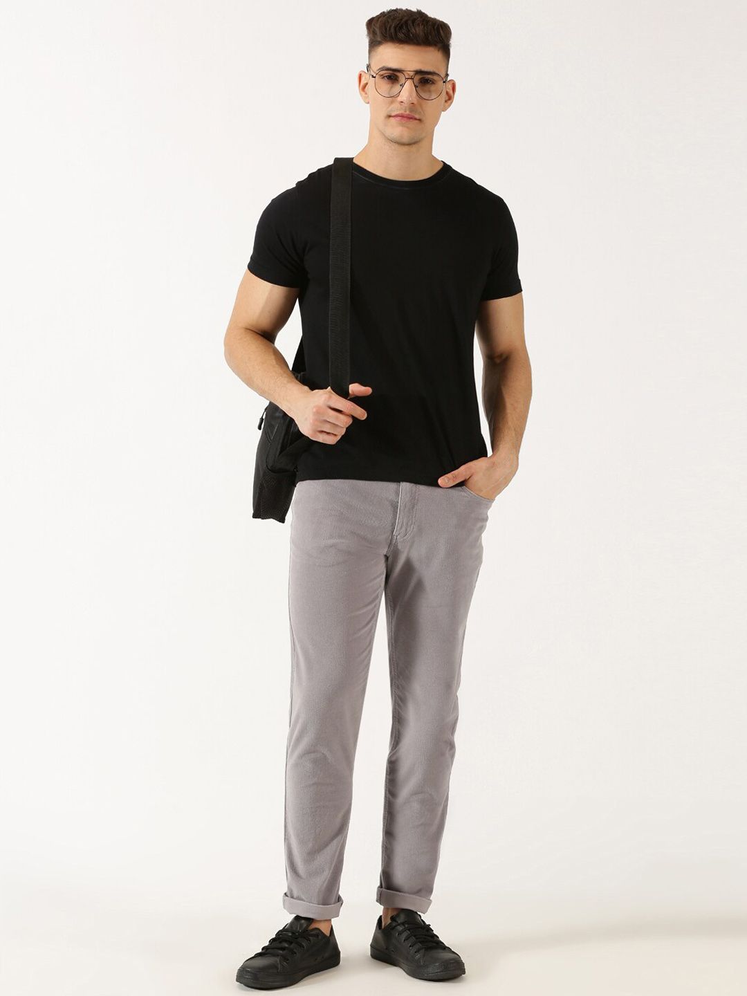 Thomas Scott Men Regular Fit Corduroy Chinos Trousers