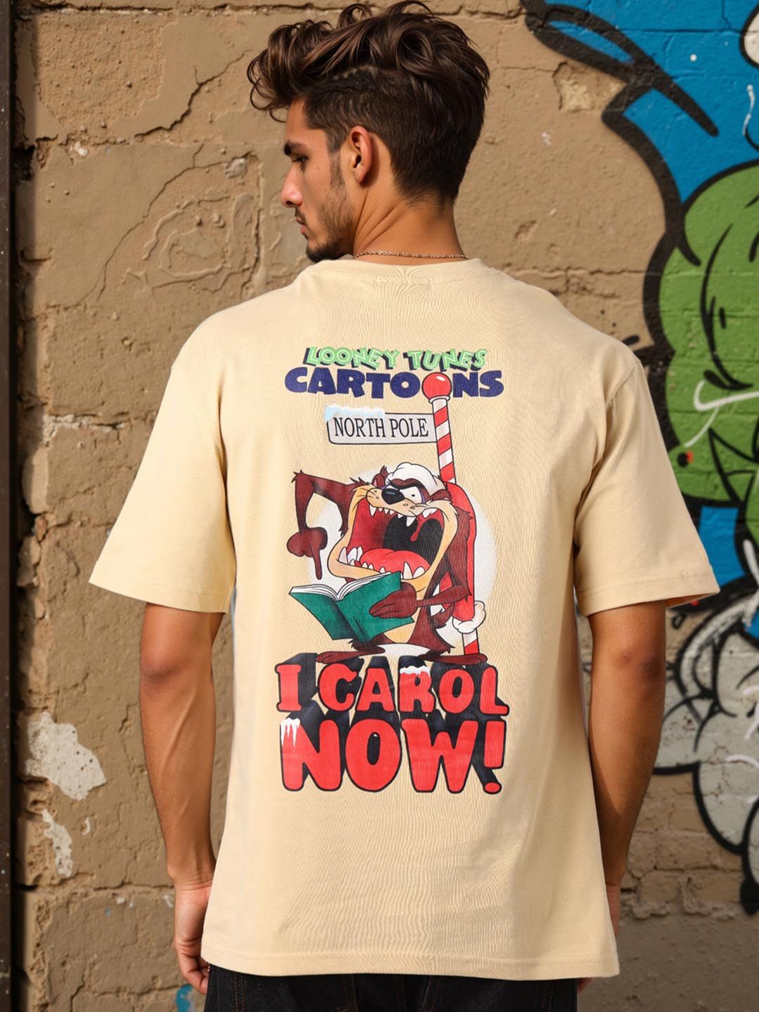 The Indian Garage Co Men Looney Tunes Graphic Printed Round Neck Pure Cotton Boxy T-shirt