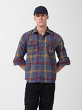 The Indian Garage Co Men Relaxed Fit Striped Double Flap Casual Shirt