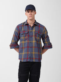 The Indian Garage Co Men Relaxed Fit Striped Double Flap Casual Shirt