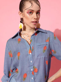 STREET 9 Women Blue Graphic Shirt