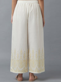 W Women White Ethnic Motifs Printed Trousers