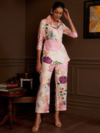 Athena Women Pink Printed Co-Ords