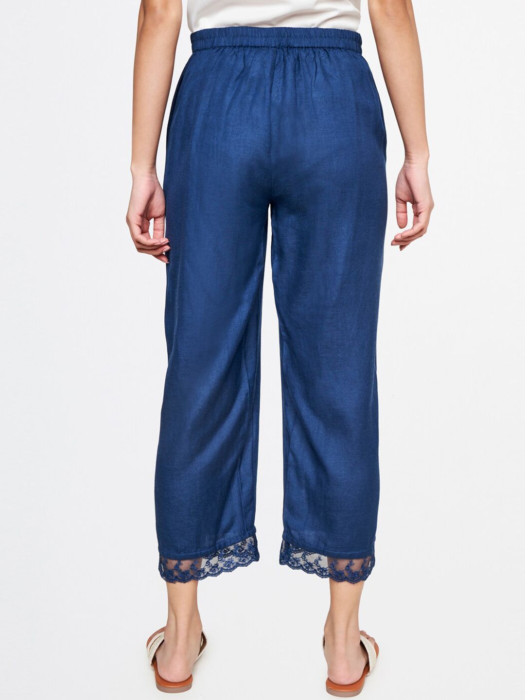Global Desi Women Blue Straight Fit Culottes Trousers
